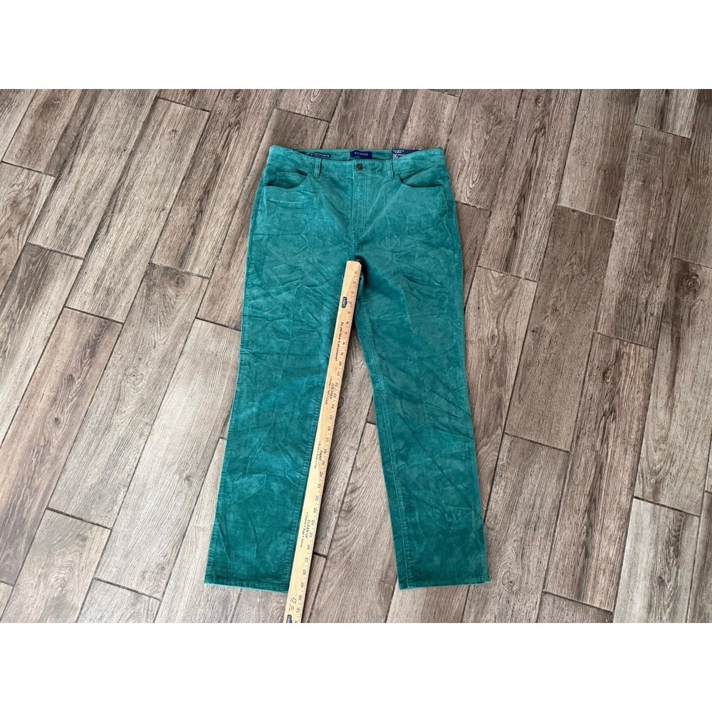 Talbots Pants Women's 14 Green Flawless High Waist Straight Leg Velvet - Picture 8 of 8